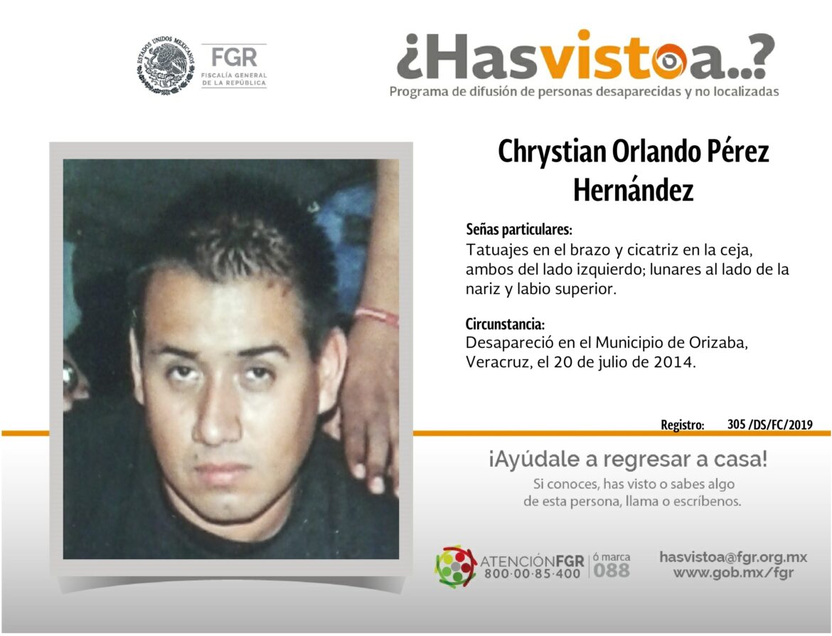 Se busca a Chrystian Orlando Pérez Hernández