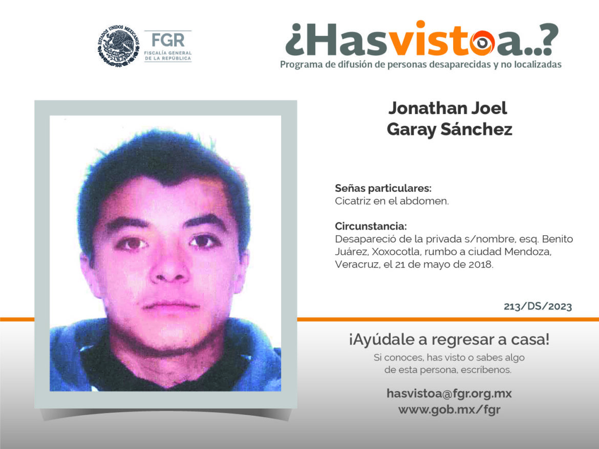 Se busca a Jonathan Joel Garay Sánchez