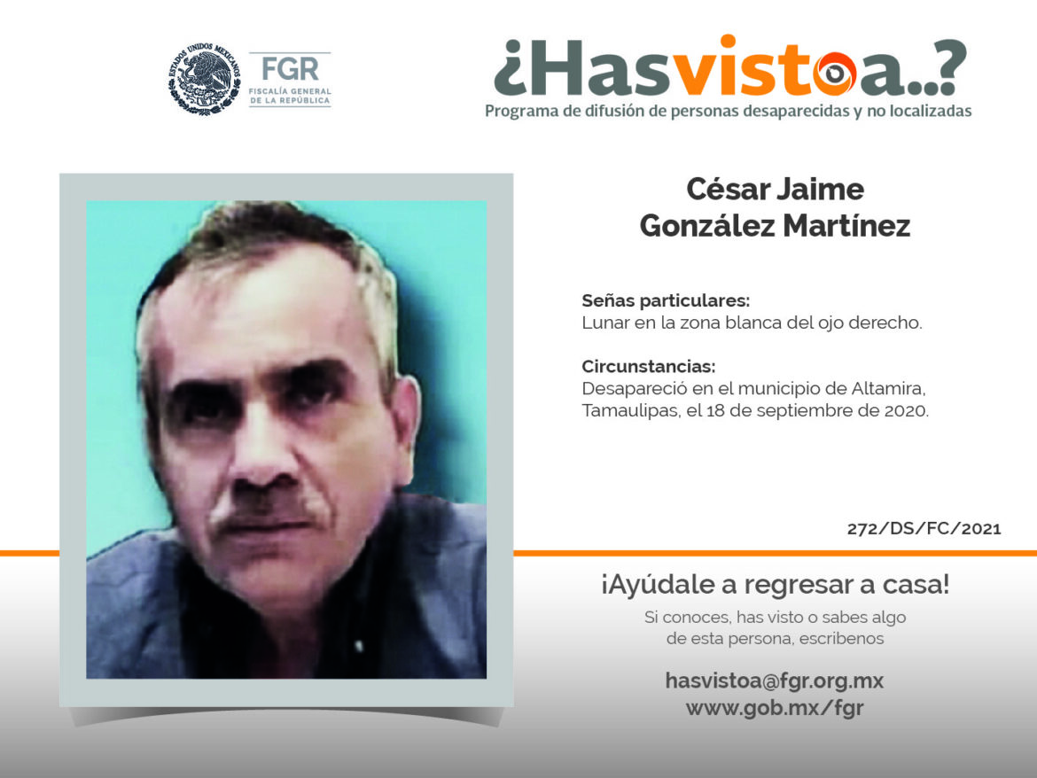 Se busca a César Jaime González Martínez