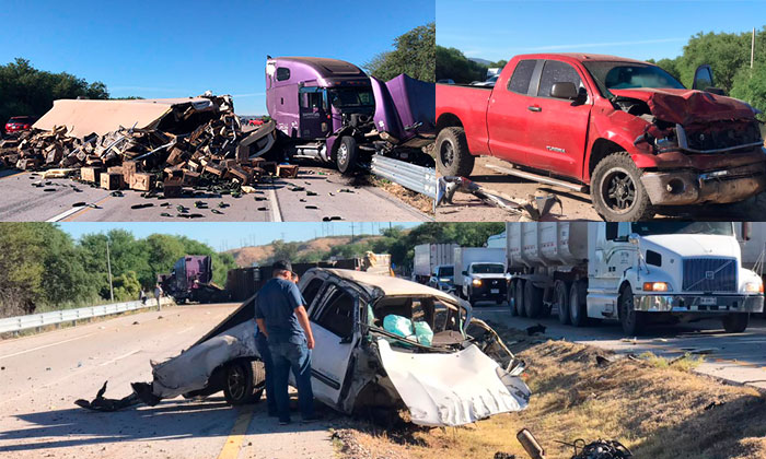 Deja triple choque dos heridos en la carretera Ímuris-Nogales