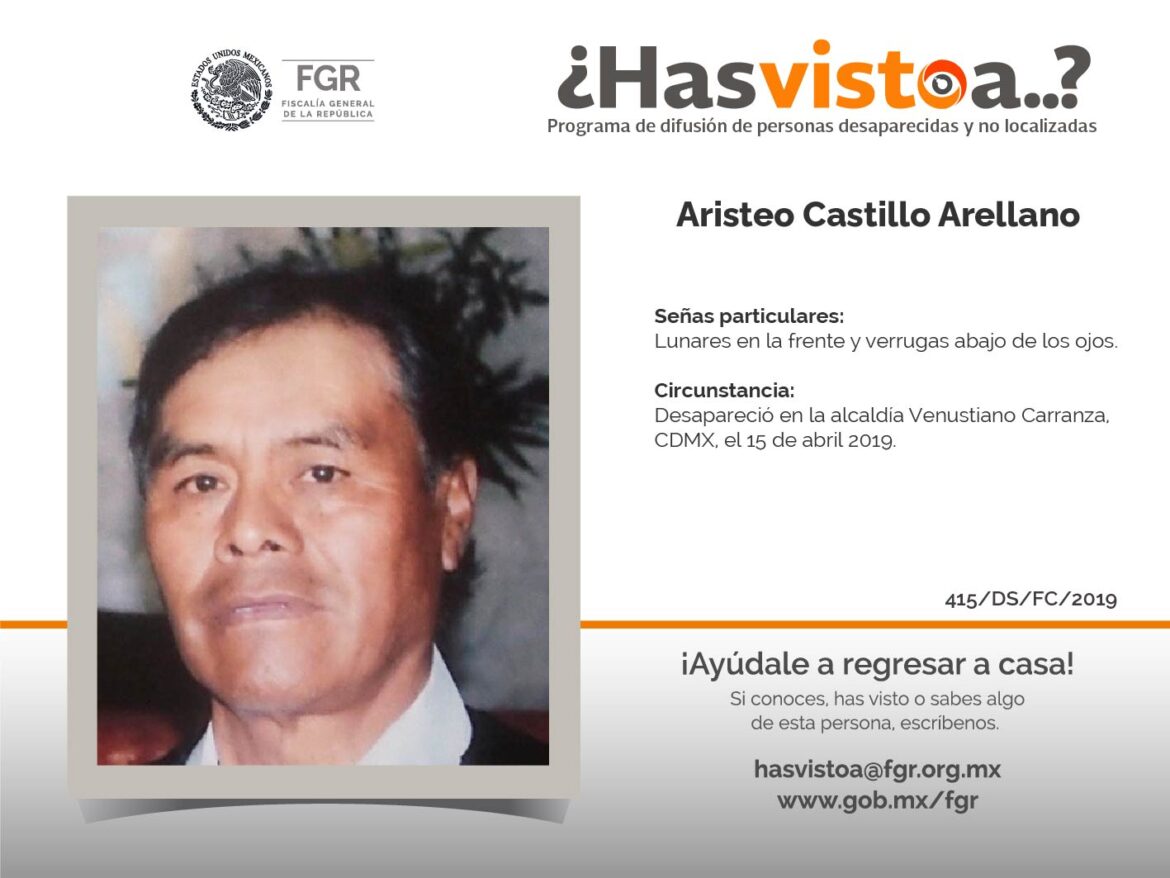 ¿Has visto a: Aristeo Castillo Arellano?