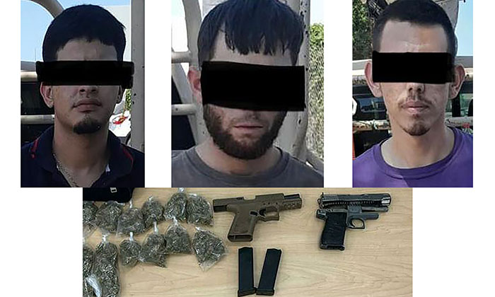 Capturan a tres sujetos armados y con droga en Ciudad Obregón