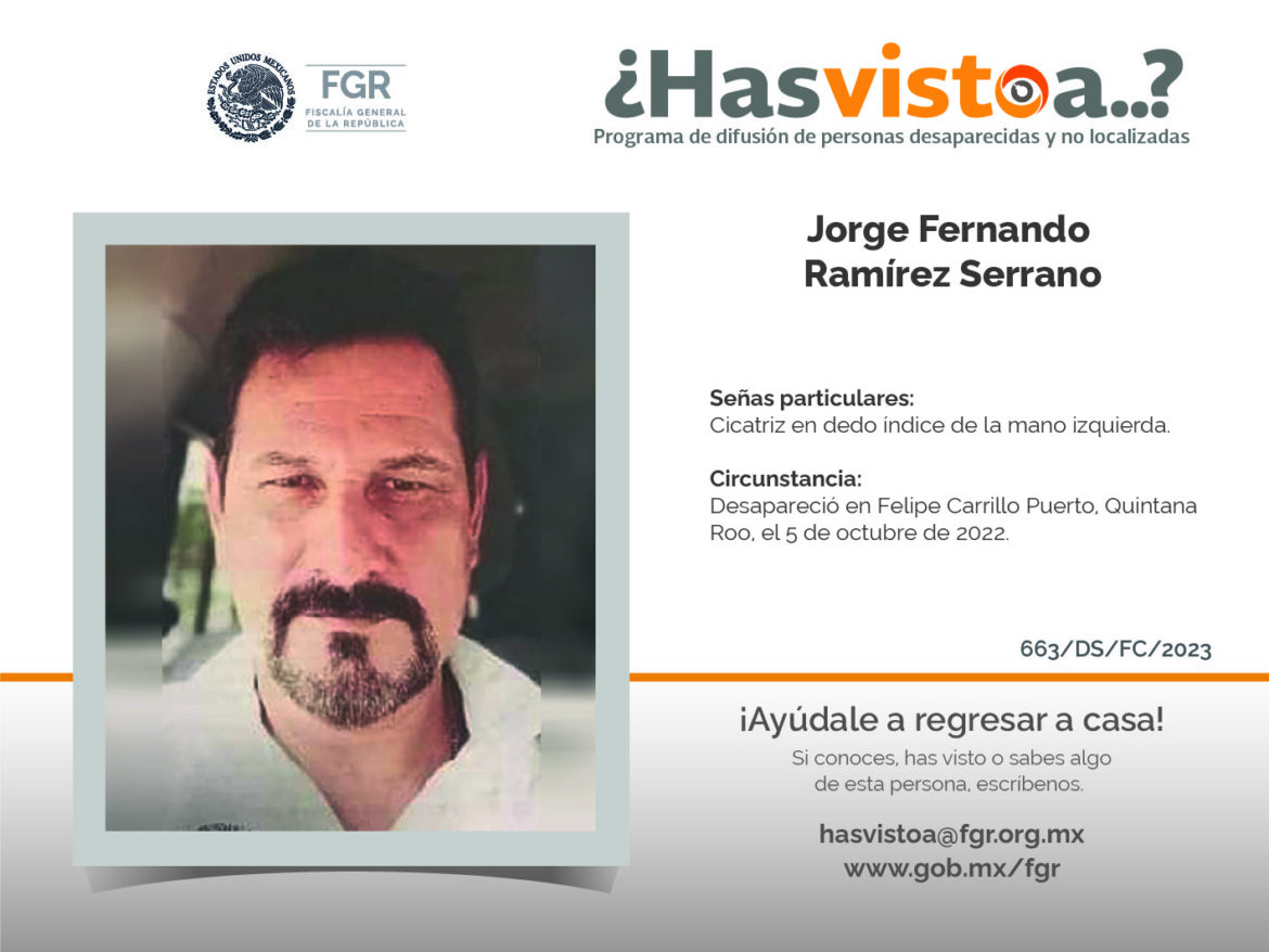 ¿Has visto a: Jorge Fernando Ramirez Serrano?