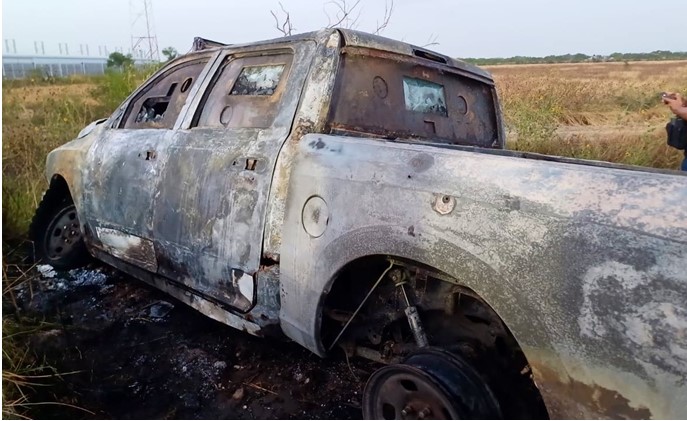 Enfrentamientos en Río Bravo, Tamaulipas, resultaron en la quema de una camioneta.