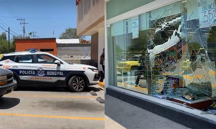 Se impacta carro contra farmacia en la colonia Nuevo Hermosillo