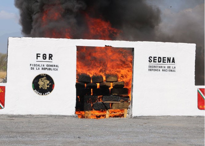 Incineran en Nuevo León más de 400 kilos de droga