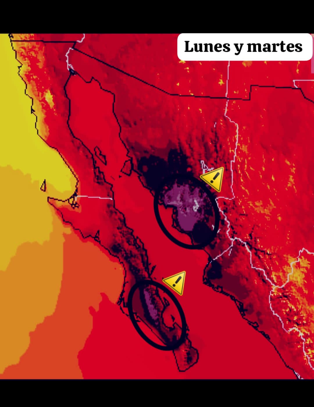 Reporte del clima para Sonora y Baja California