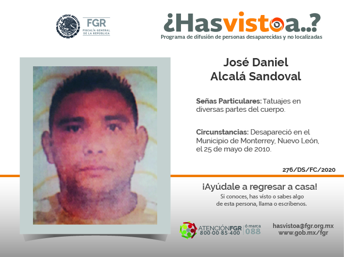 ¿Has visto a: José Daniel Alcalá Sandoval?
