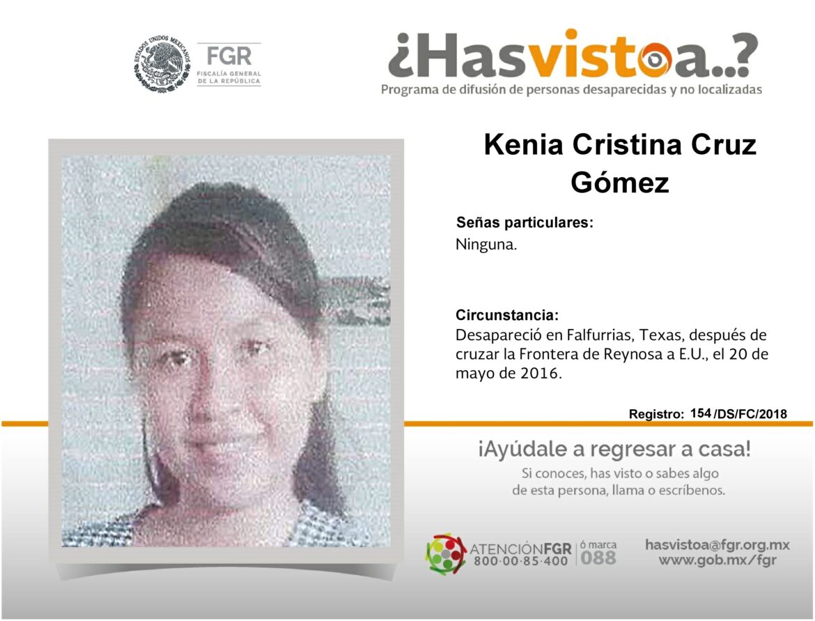 ¿Has visto a: Kenia Cristina Cruz Gómez?