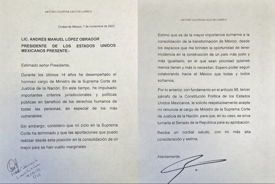 Arturo Zaldívar renuncia a la SCJN para continuar transformación de México