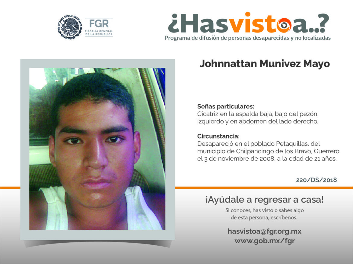 ¿Has visto a: Johnnattan Munivez Mayo?