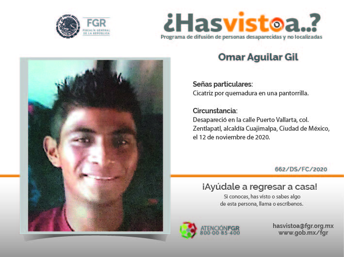 ¿Has visto a: Omar Aguilar Gil?