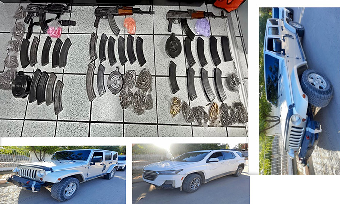 Hallan droga, arsenal y vehículos en El Tazajal