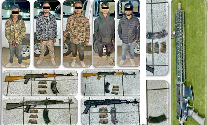 Capturan a cinco sujetos con arsenal en la región de Sáric, Sonoyta y Caborca