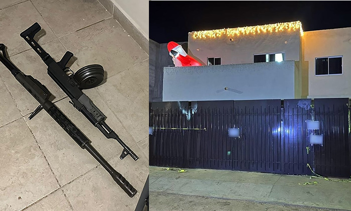 Incautan arsenal, vehículos y droga en cateo en Caborca