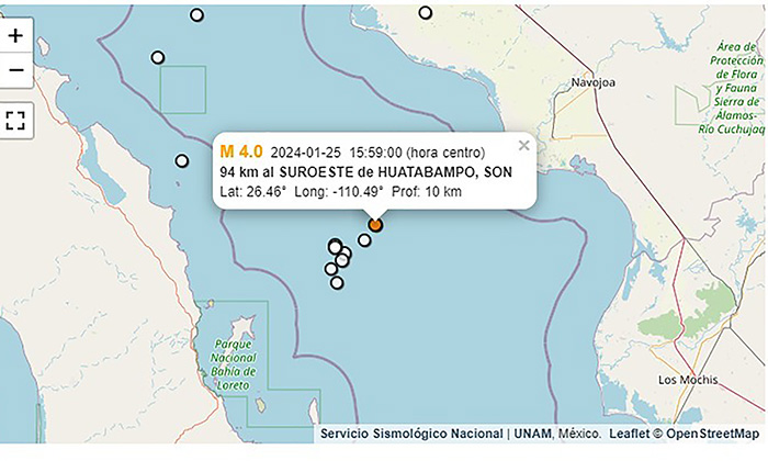 “Sacude” otro sismo a Huatabampo; Fue de cuatro grados de intensidad