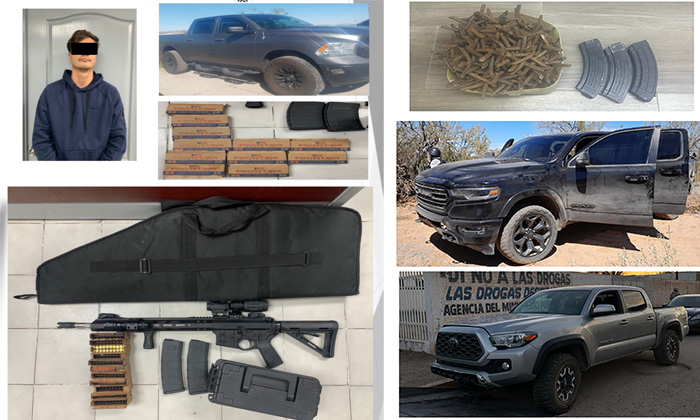 Aseguran armas, autos y cargadores; Autoridades de la Mesa Estatal de Seguridad