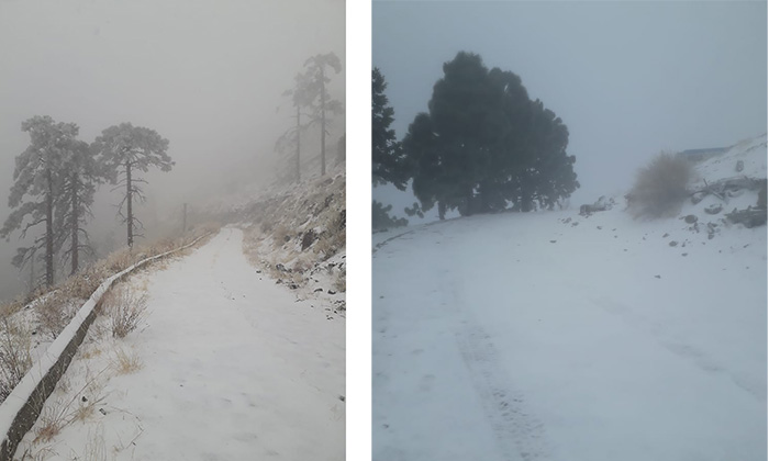 Cubre nevada la sierra de Cananea debido a Frente Frío