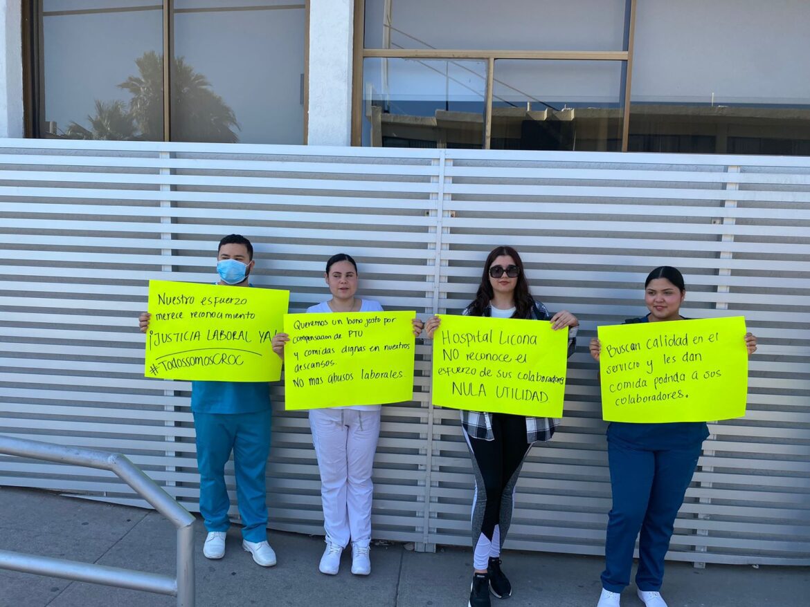 Trabajadores de Hospital Licona de Hermosillo se manifiestan por incumplimiento de pago de utilidades