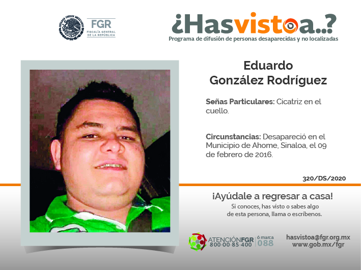 ¿Has visto a: Eduardo González Rodríguez?