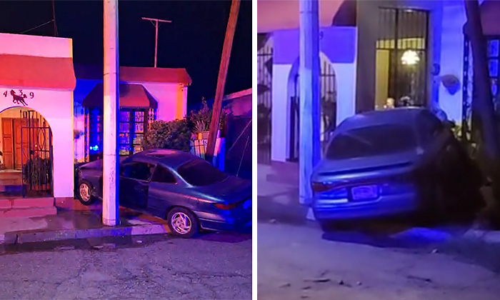 Se impacta auto contra cerco de casa en la colonia Olivares