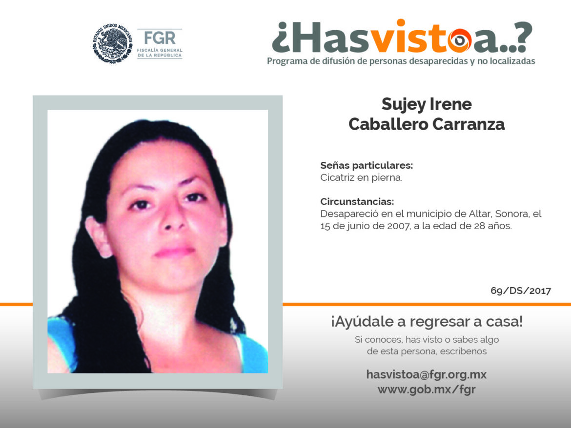 ¿Has visto a: Sujey Irene Caballero Carranza?