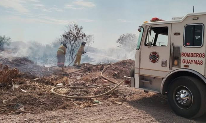 Controlan Bomberos incendio en predio en la colonia Centro