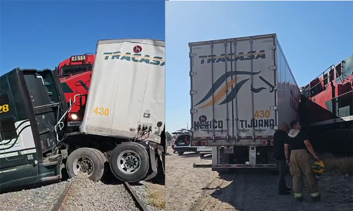 Se “lleva” el tren a un tráiler en Caborca