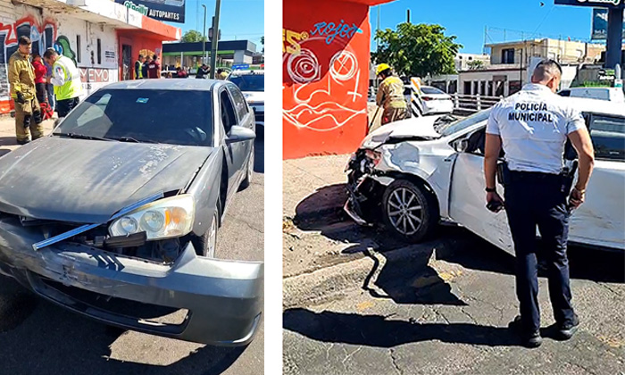 Deja triple choque dos heridos en el bulevar Encinas y Pino Suárez