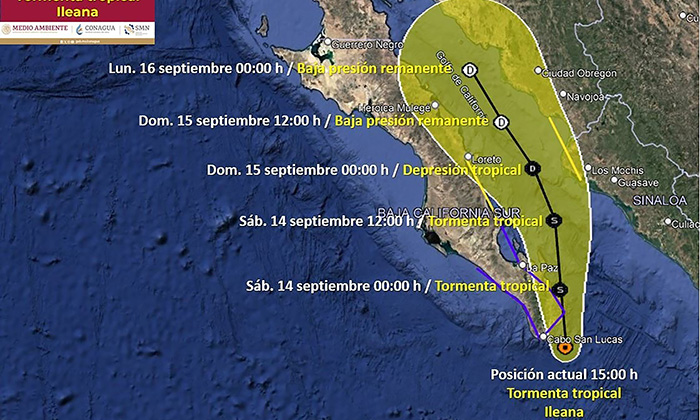 Sonora aumenta a alerta naranja por Ileana