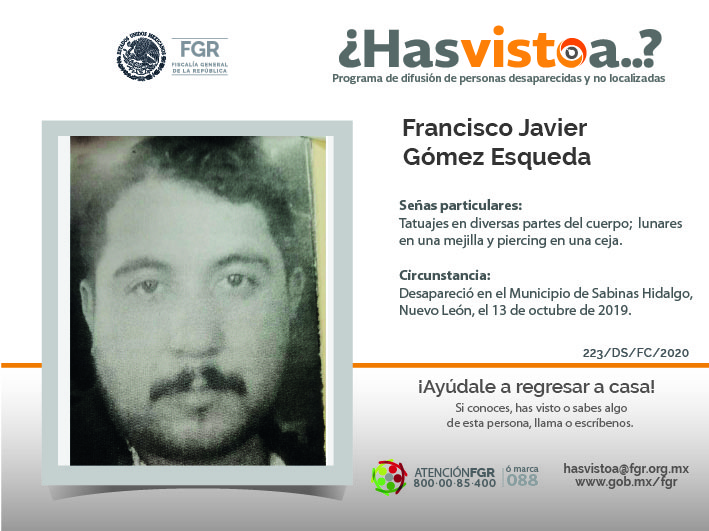 ¿Has visto a: Francisco Javier Gómez Esqueda?