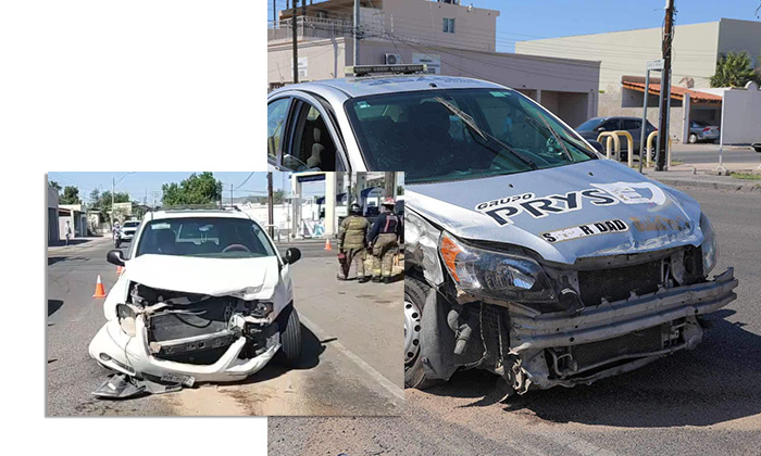 Protagonizan vehículos un fuerte “encontronazo” en la colonia San Benito