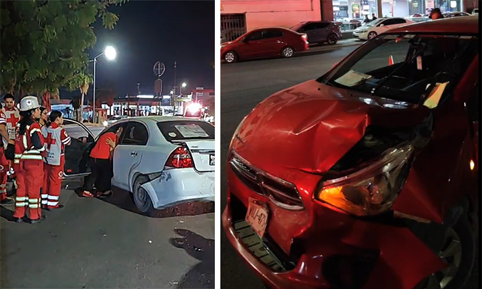 Protagonizan dos autos aparatoso choque en la colonia San Benito