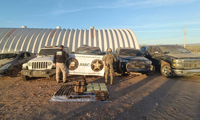 Hallan arsenal y autos en bunker en Puerto Libertad