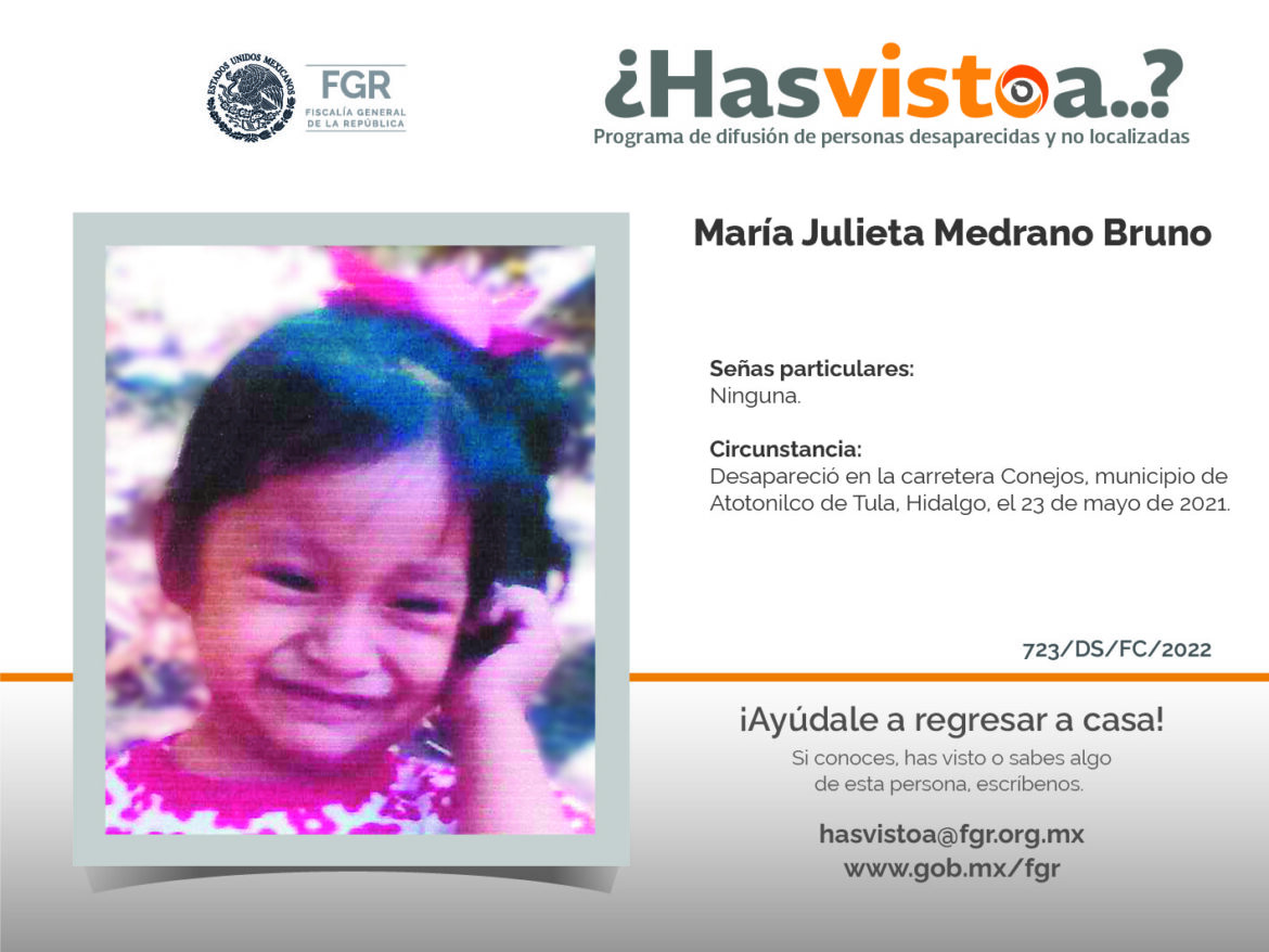 ¿Has visto a: María Julieta Medrano Bruno?