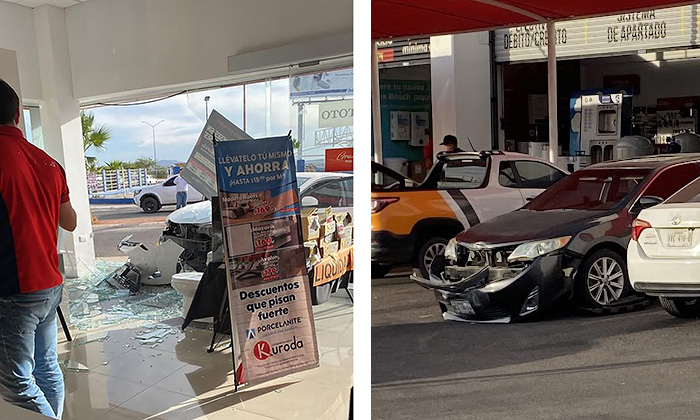 Choca y se mete a comercio en una plaza comercial