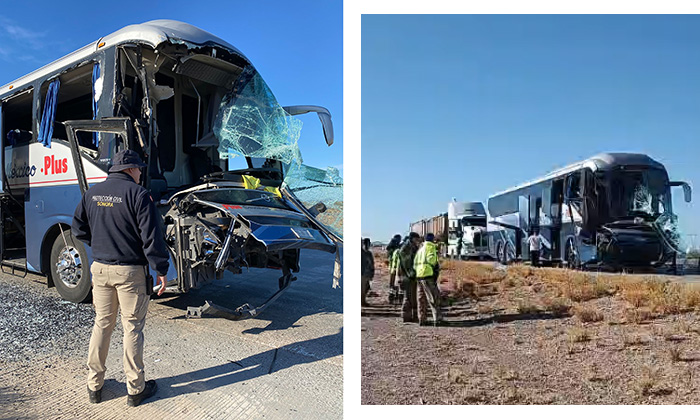 Choca autobús contra tráiler en la carretera Guaymas-Hermosillo