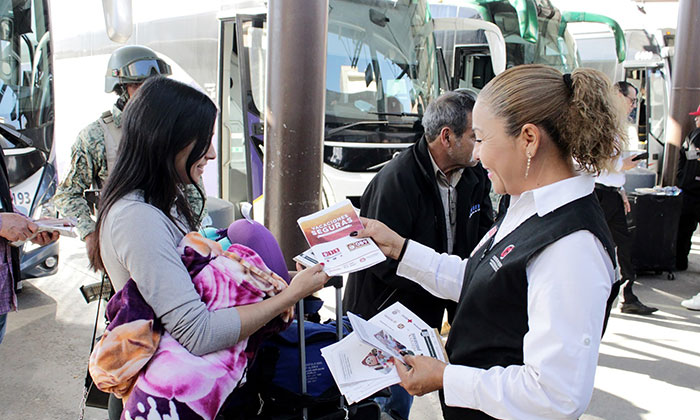 Realizan operativo preventivo en centrales de autobuses; Elementos de la PESP