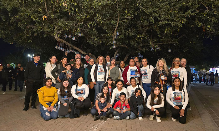 Decoran Buscadoras “el árbol de la esperanza” en la plaza Zaragoza