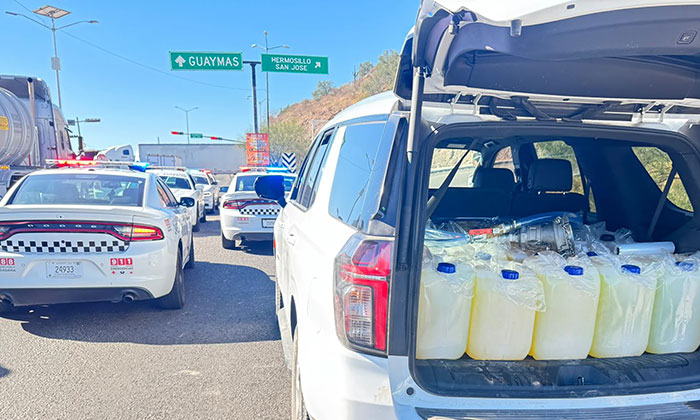 Asegura Guardia Nacional 400 litros de gasolina en Guaymas