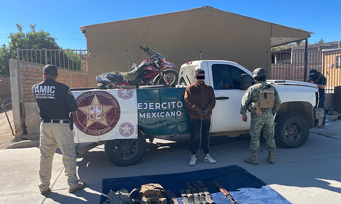 Cae objetivo criminal con armas y vehículos en operativo conjunto en Sáric