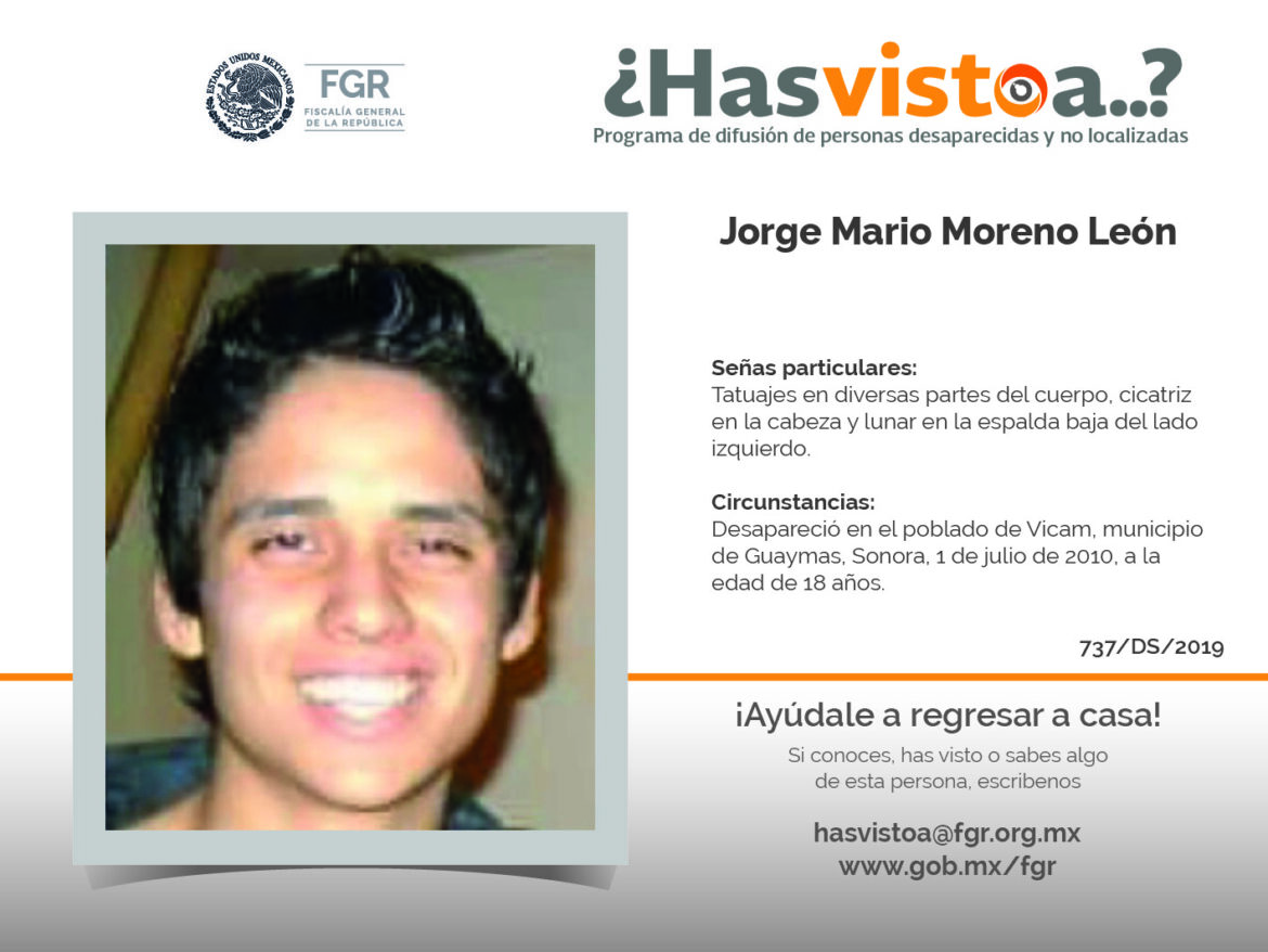 ¿Has visto a: Jorge Mario Moreno León?