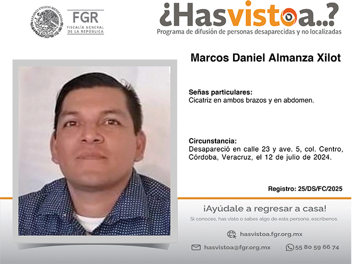 ¿Has visto a: Marcos Daniel Almanza Xilot?