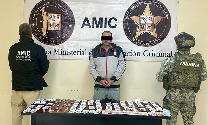 Cae presunto tirador con droga y efectivo en San Luis Río Colorado