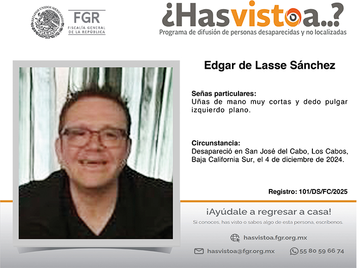 ¿Has visto a: Edgar de Lasse Sánchez?