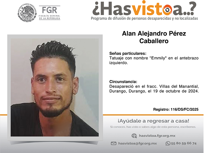 ¿Has visto a: Alan Alejandro Pérez Caballero?