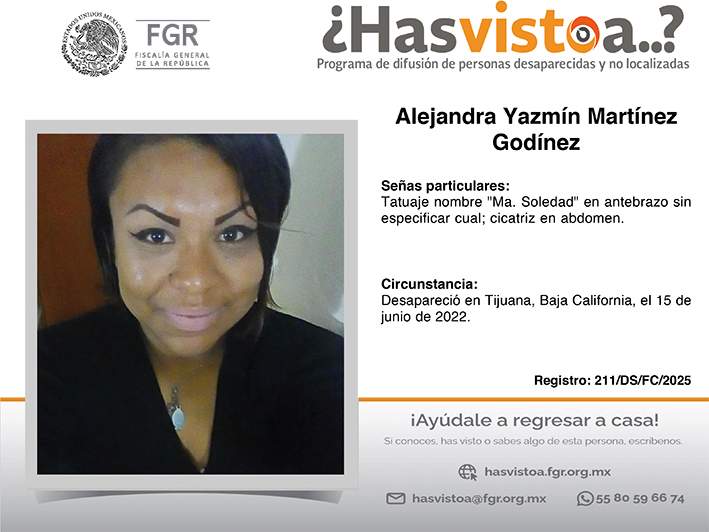 ¿Has visto a: Alejandra Yazmín Martínez Godínez?