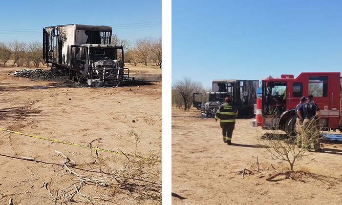 Incendian camión de carga robado