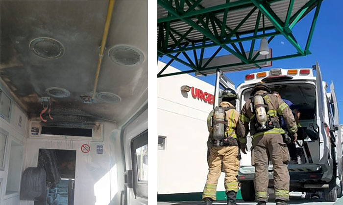 Controlan incendio en ambulancia del CRUM en el área de urgencias del IMSS