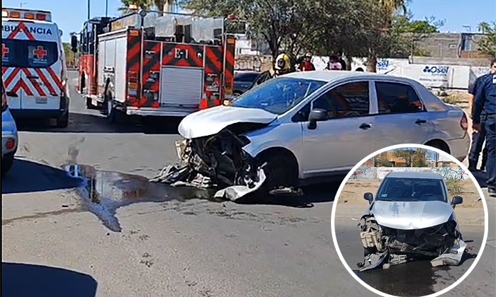 Se impacta auto contra puente en el distribuidor vial de los bulevares Encinas y Rodríguez